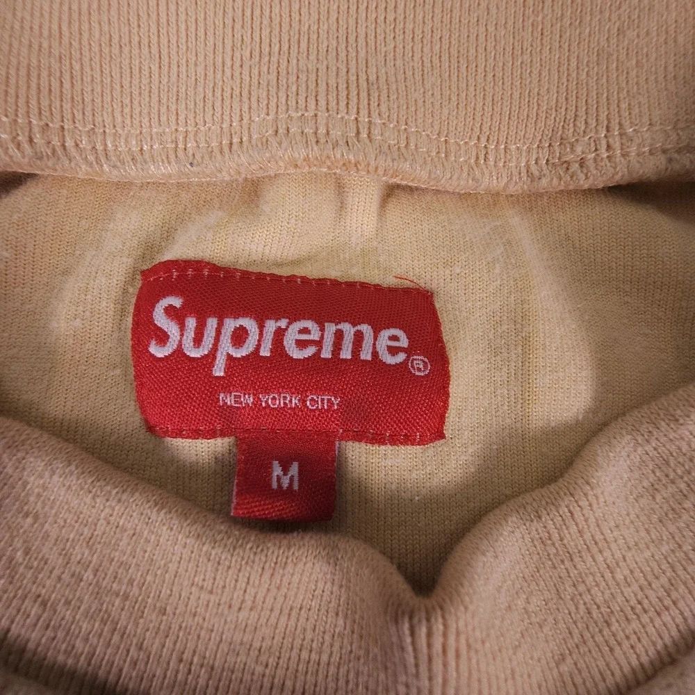 Supreme Sweatshirt Mens Medium‎ Beige Crewneck Ribbed Textured Pullover Script S